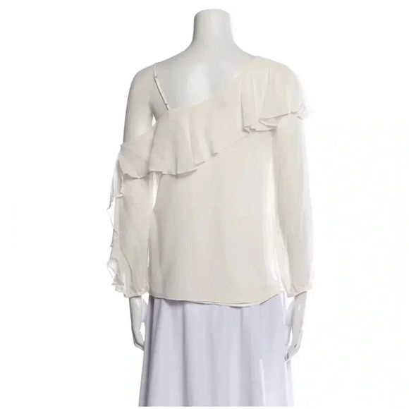 HAUTE HIPPIE Silk White Off The Shoulder Blouse / Size Medium / - Picture 2 of 10